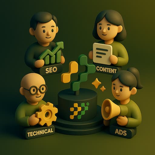 Đội ngũ SEO, content, ads, kỹ thuật đồng hành thực hiện trực tiếp.