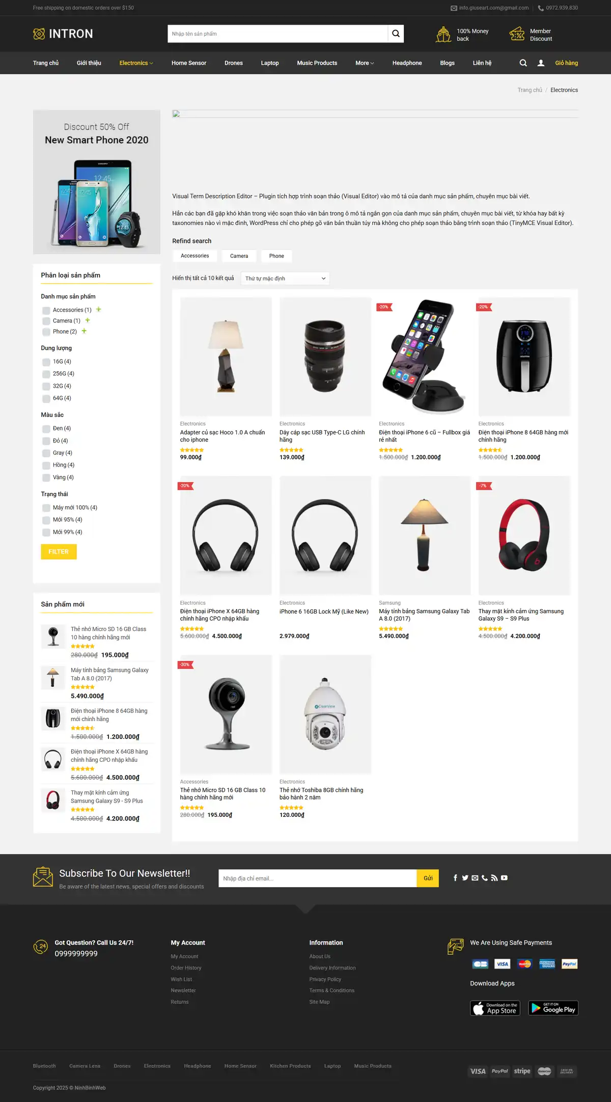 Mẫu Website Điện Máy 01 - Danh mục sản phẩm