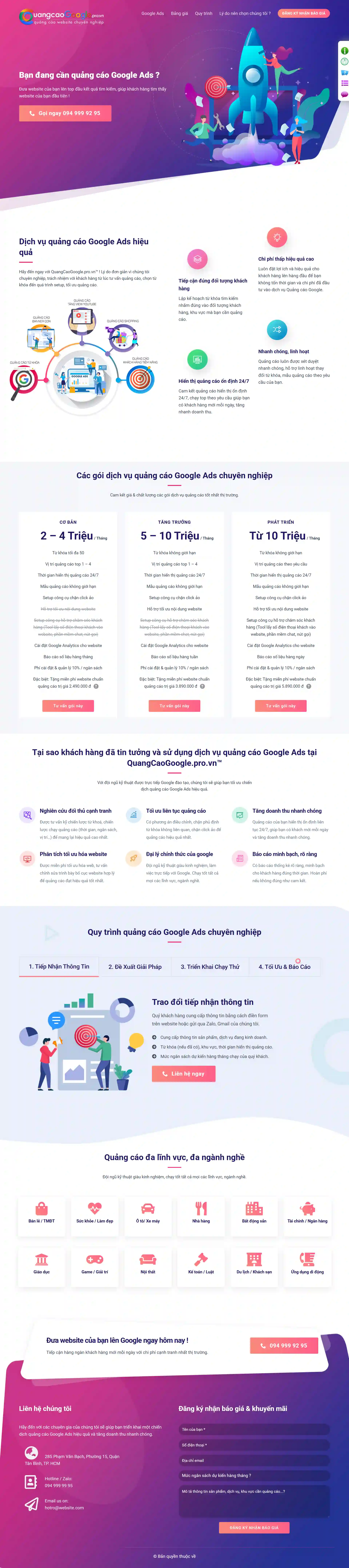 Mẫu landing page quảng cáo